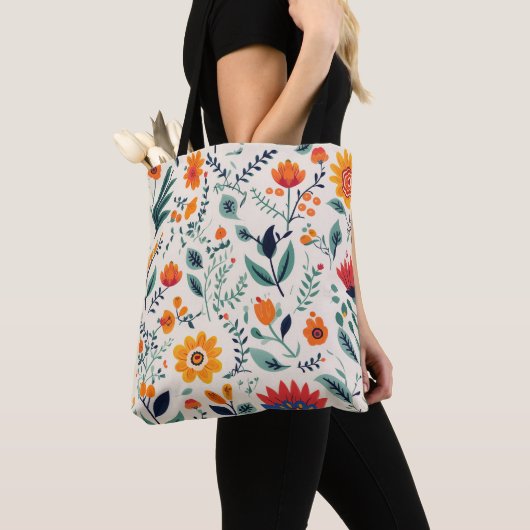 Tasche mit leuchtendem Blumenmuster  (Von Nahem)