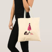 Tasche mit Malerei eines rosa Kleides, des Kastens (Vorderseite (Produkt))