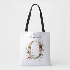 Tasche mit maßgeschneidertem Gold-Blumen-Letter-O-