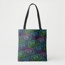 Tasche mit Neon-Mehrfarben-Kassettenmuster
