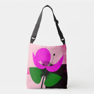 Tasche mit rosa Blüten und grünen Blättern