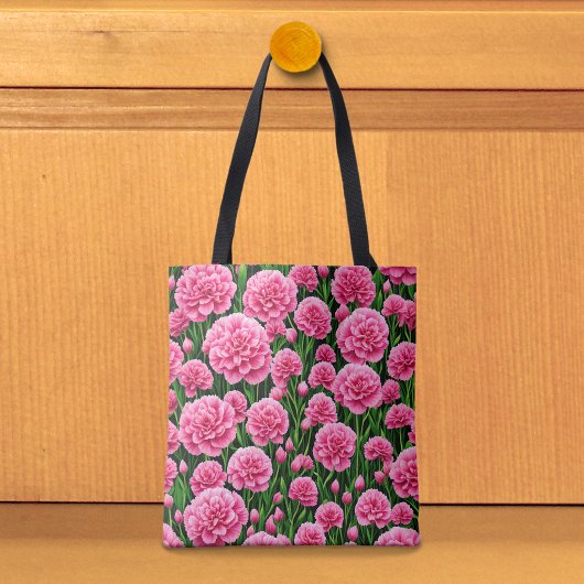 Tasche mit rosa Nelken