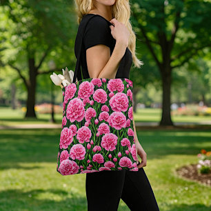 Tasche mit rosa Nelken