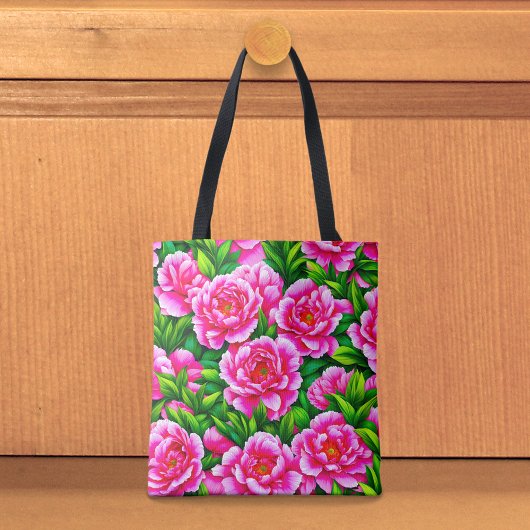 Tasche mit rosa Pfingstrosen