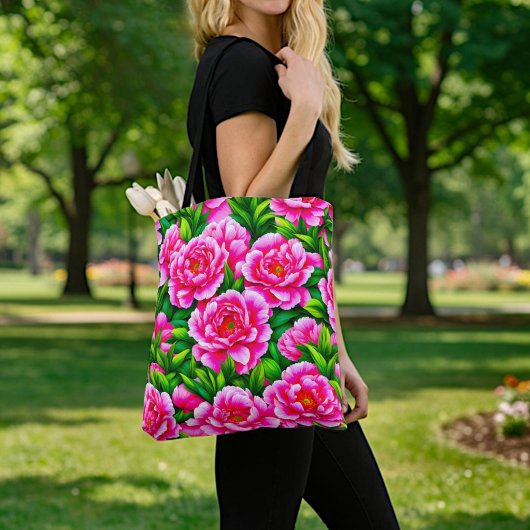 Tasche mit rosa Pfingstrosen