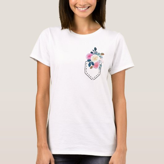 Tasche mit Rose gedruckt T-Shirt (Vorderseite)