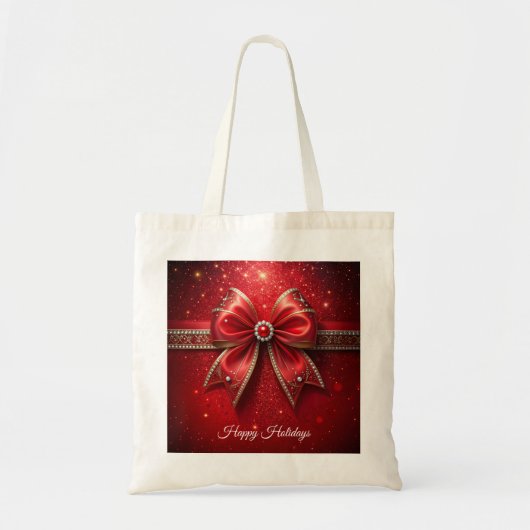 Tasche mit roter Schleife und Perlen (Vorne)