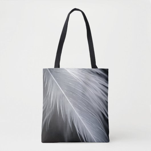 Tasche mit Schwarz-Weiß-Feder-Design (Vorderseite)
