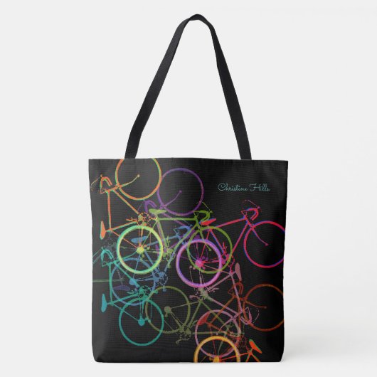 Tasche mit schwarzem Fahrrad mit farbigen Fahrräde (Vorderseite)