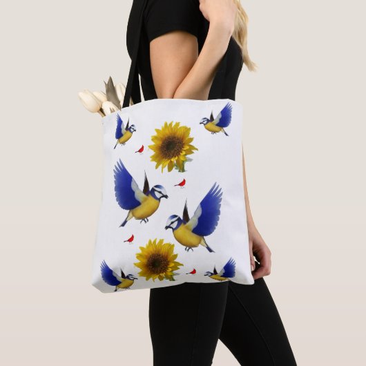 Tasche mit Sonnenblumenvogel (Von Nahem)