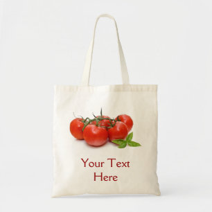 Tasche mit Tomaten und Basilikum
