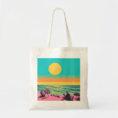 Tasche mit Tote, Retro-Tasche am Strand. (Vorne)