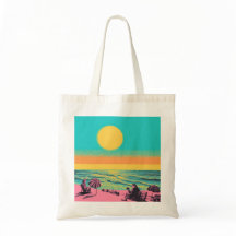 Tasche mit Tote, Retro-Tasche am Strand.