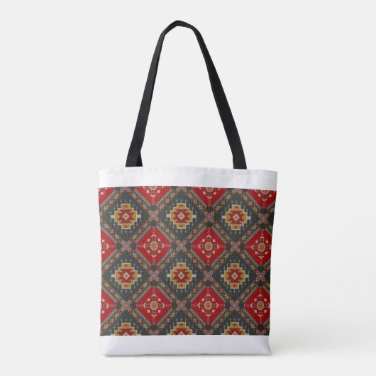 Tasche mit türkischem Fliesenmuster rot und schwar (Rückseite)