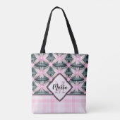 Tasche mit verbundenen rosa Blumen (Rückseite)