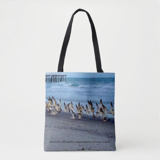 Tasche mit Vogelfoto, Schwarze Mücken (Vorderseite)