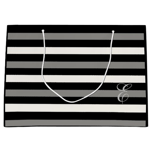 Tasche mit weißem und schwarzem Streifen Große Geschenktüte (Vorderseite)