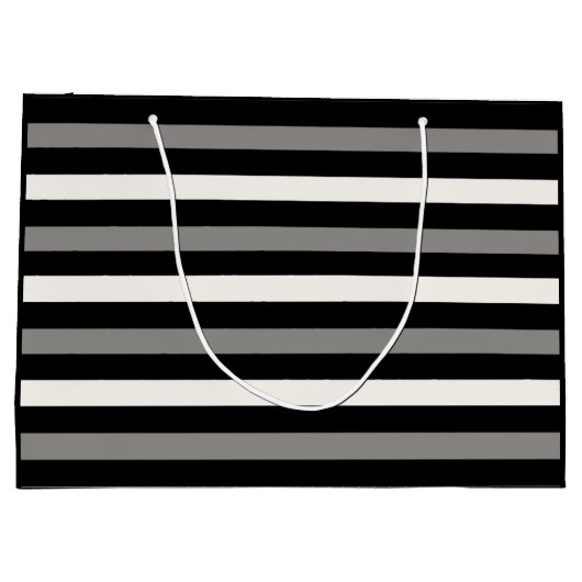 Tasche mit weißem und schwarzem Streifen Große Geschenktüte (Rückseite)