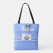 Tasche "Niedlich Blau/braun/Monogramm (Rückseite)