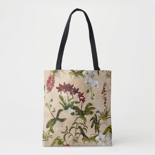 Tasche - Orchideenmuster in Beige (Vorderseite)