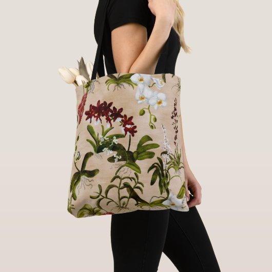 Tasche - Orchideenmuster in Beige (Von Nahem)
