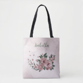 Tasche Romantische rosa Blume & grüne Blätter (Vorderseite)