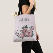 Tasche Romantische rosa Blume & grüne Blätter (Von Nahem)