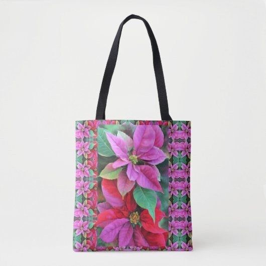 Tasche - Rosa und Rote Poinsettias (Vorderseite)