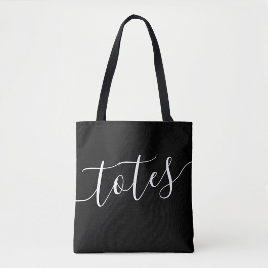 Tasche Script Funny Black und White Tote Tasche (Vorderseite)
