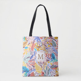 Tasche Tropical Floral Gelb und orange Monogramm