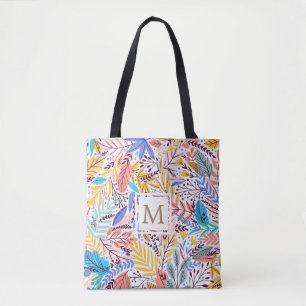 Tasche Tropical Floral Gelb und orange Monogramm