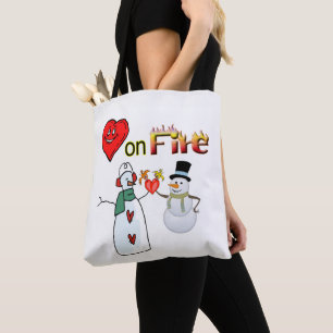 Tasche Valentinstag Herzen auf Feuer Schneemann