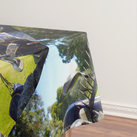 Tasche voll mit Golfklubs, Tischdecke