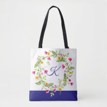 TASCHE W/ERSTE BLUME GEWÄSSERFARBE LILA