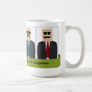 Taschen-obenliegender Mann der Geheimnis-und Kaffeetasse