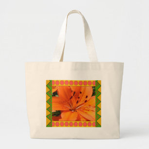 Taschen-Tasche:: Orange Lilie mit künstlerischer Jumbo Stoffbeutel