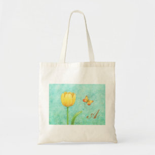 Taschen-Taschen-Gelb-Tulpe und Schmetterling Tragetasche
