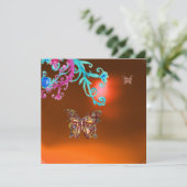 TASCHENABLAGE, gelb-orange-blau, hellrosa Einladung (Stehend Vorderseite)