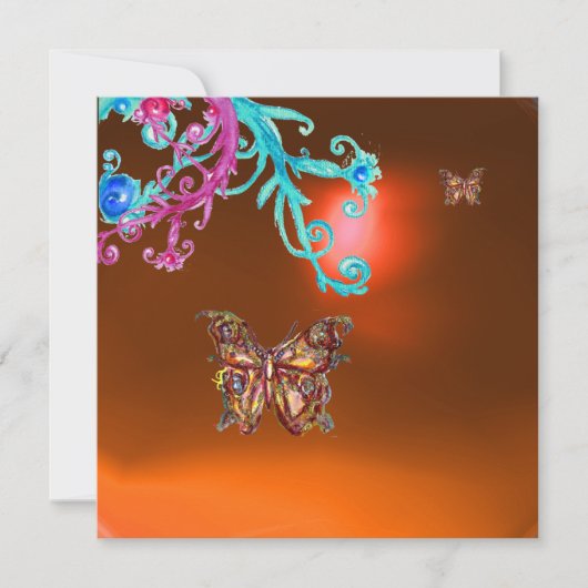 TASCHENABLAGE, gelb-orange-blau, hellrosa Einladung (Vorderseite)