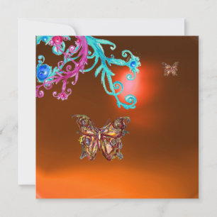 TASCHENABLAGE, gelb-orange-blau, hellrosa Einladung