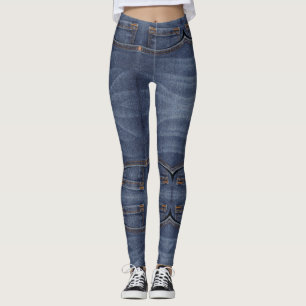 TaschenDenim-Leggings aus blauem Fake Leggings