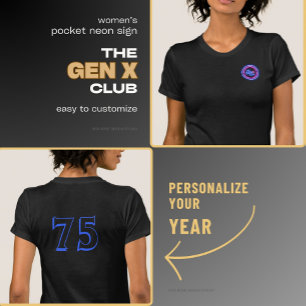 Taschenlampe THE GENX CLUB Neon-Schild mit Jahr T-Shirt