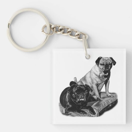 Taschenmöpse, schattierte Kunst Schlüsselanhänger (Vorderseite)