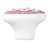 Taschentuch-Druck in Rot und Blau Keramikknauf (Seitenansicht)