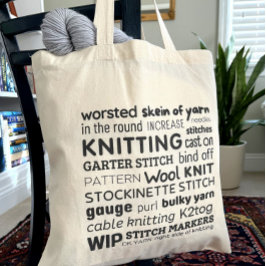 Taschentuch - Knitter's Word Collage Tragetasche