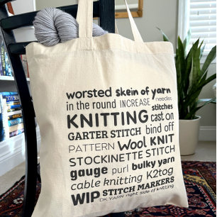 Taschentuch - Knitter's Word Collage Tragetasche