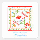 Taschentücher der portugiesischen Liebe Quadratischer Aufkleber (Vorderseite)