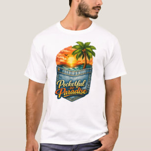 Taschenvoller Paradies–Tropischer Sonnenuntergang T-Shirt