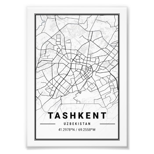 Taschkent - Usbekistan Light City Map Fotodruck (Vorne)