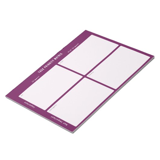 Task Prioritäts- und Planungsmatrix (lila/magenta) Notizblock (angewinkelt)